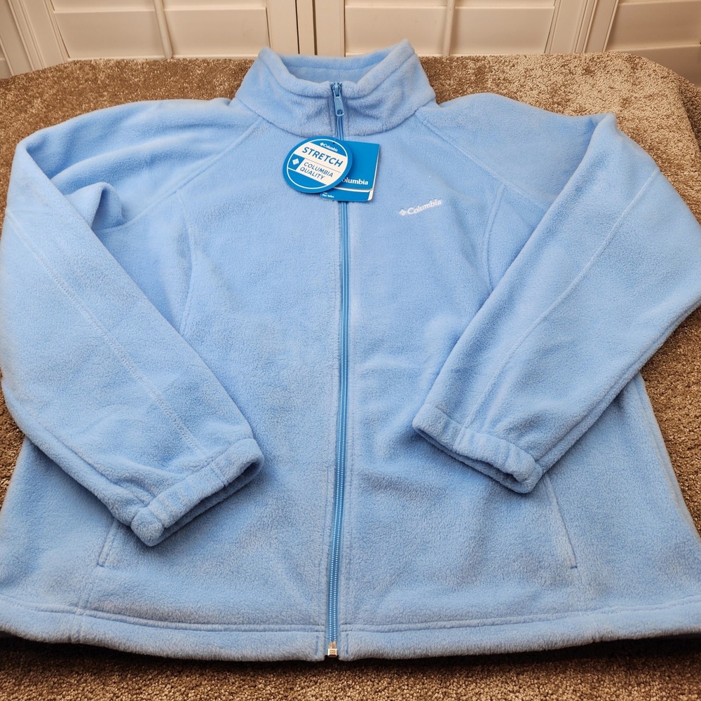 Columbia Benton Springs Full Zip Fleece Jacket Womens 2X Light Blue New w/ Tags
